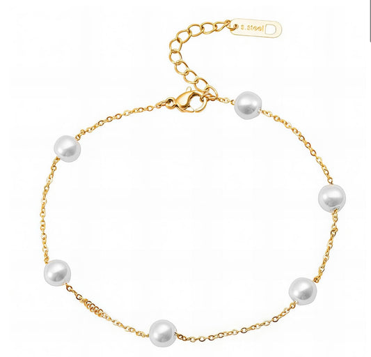 Elegant & stylish imitation pearl bracelet. 16.5 + 4.5 cm. Code 89602
