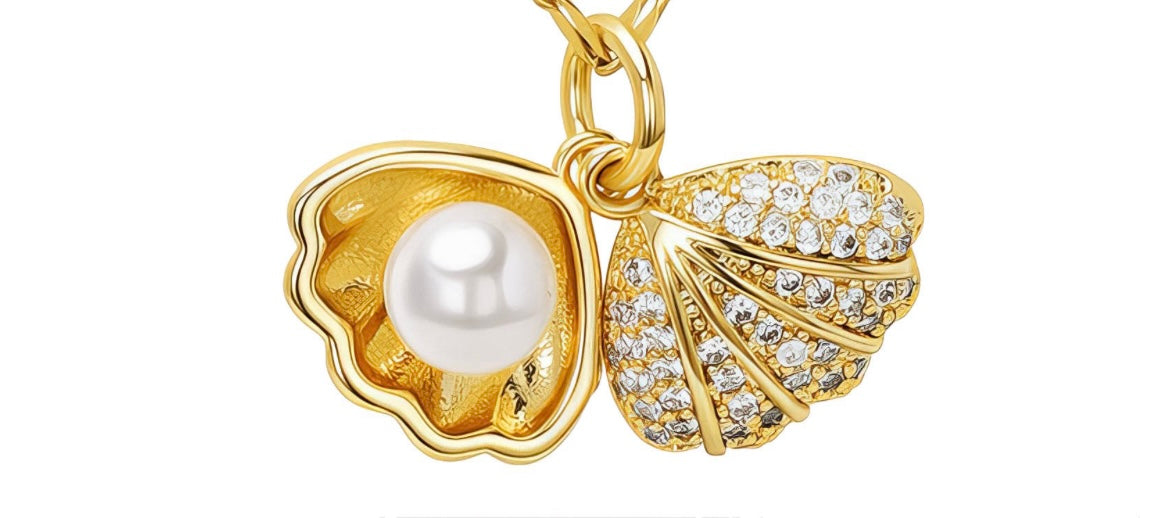 Stylish necklace featuring imitation pearl with cubic zirconia stones. 40+5 cm. Code 90373