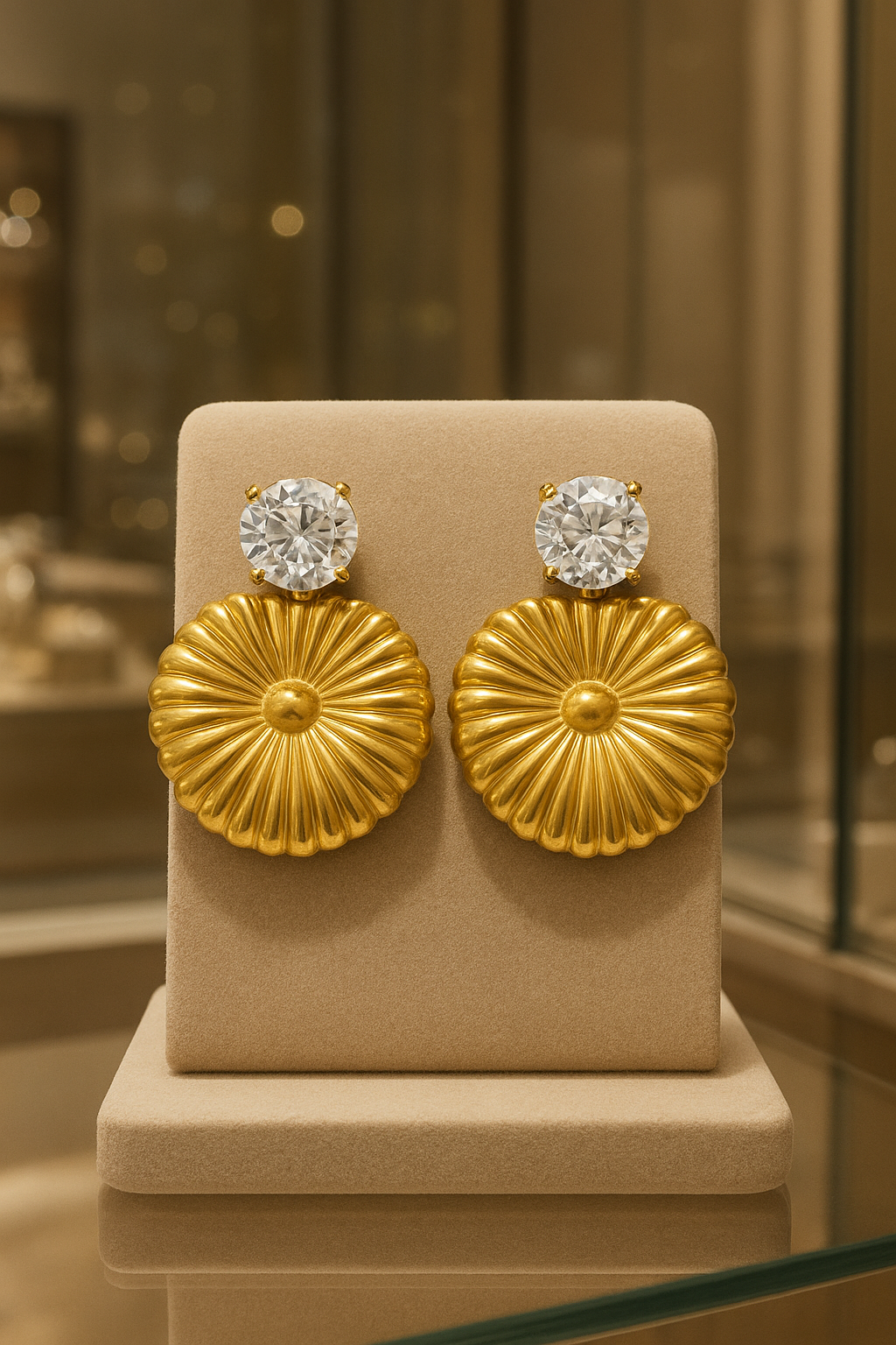 Shell & cubic zirconia designed earrings stylish & elegant 2.2 x 1.8 cm. Code 90163