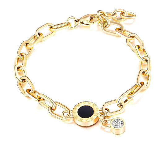 Beautiful & stylish bracelet with cubic zirconia and black onyx inserts 19.5cm. Code 87763