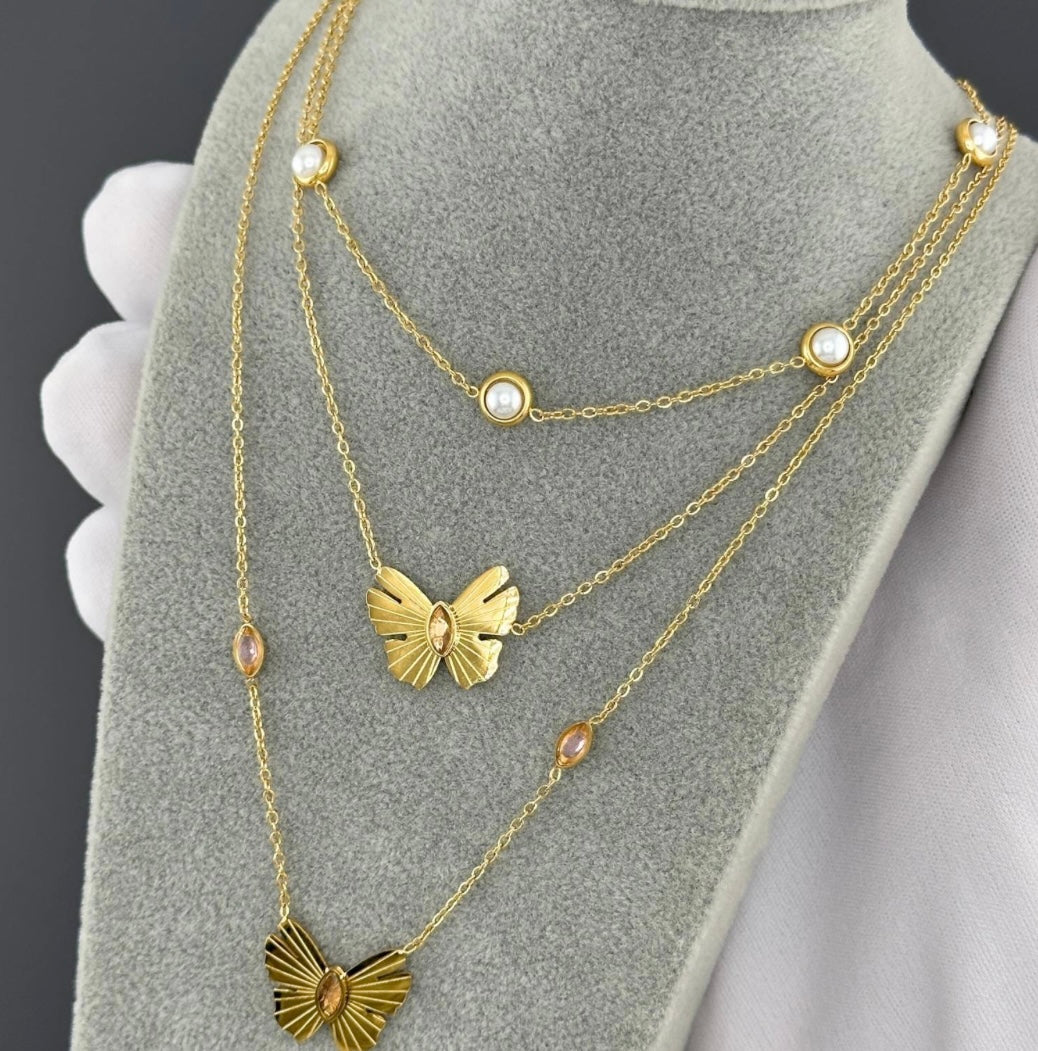 18K gold plated necklace stylish & elegant with cubic zirconia ball design. 41+5cm. Code 90251