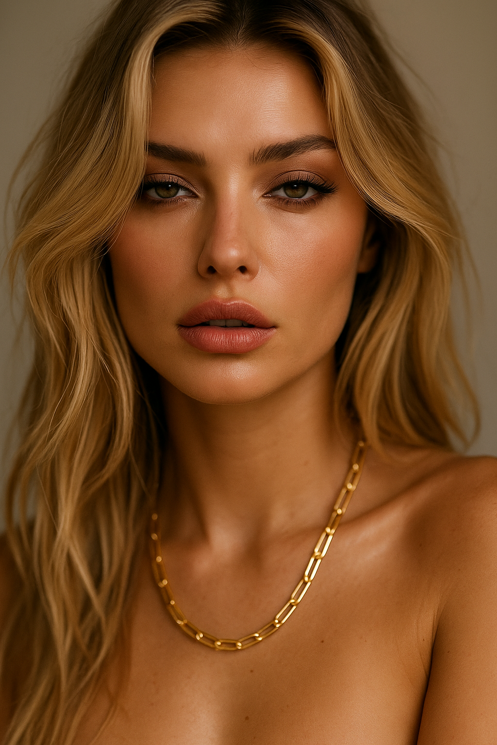 18k gold plated necklace in a link design. 40+5cm. Code 87149