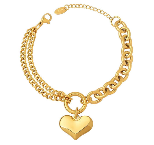 Beautiful & stylish heart bracelet with large heart charm 15+5cm. Code 85270