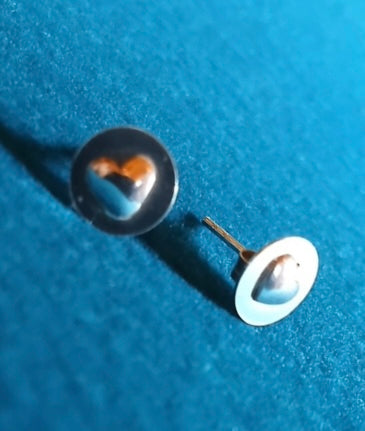 Beautiful petite & elegant heart pressed silver earrings