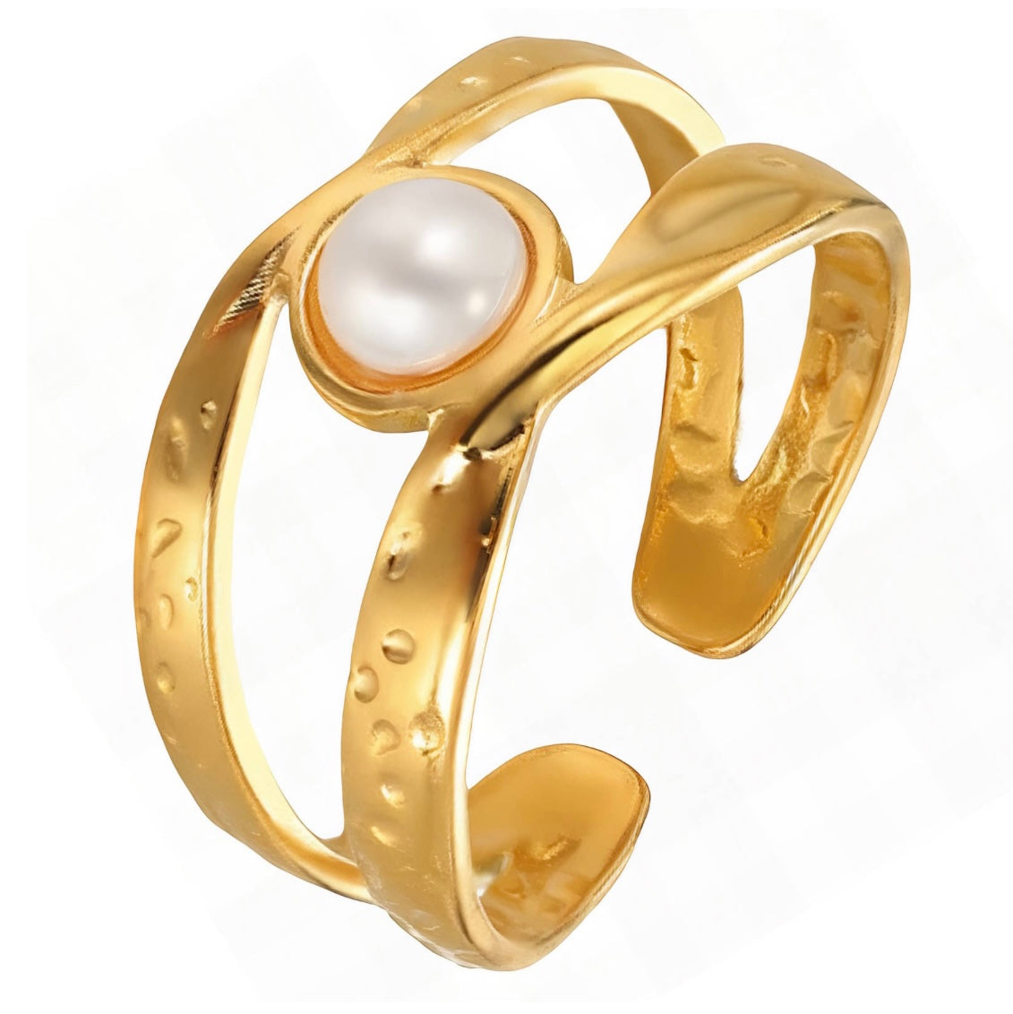 Elegant & stylish ring with imitation Pearl. Adjustable fit. Code 90082