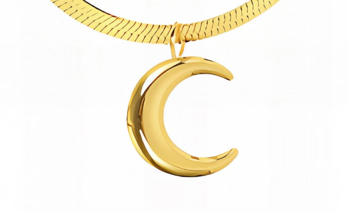 Crescent & Star necklace, stylish & elegant 41+5 cm. Code 90243