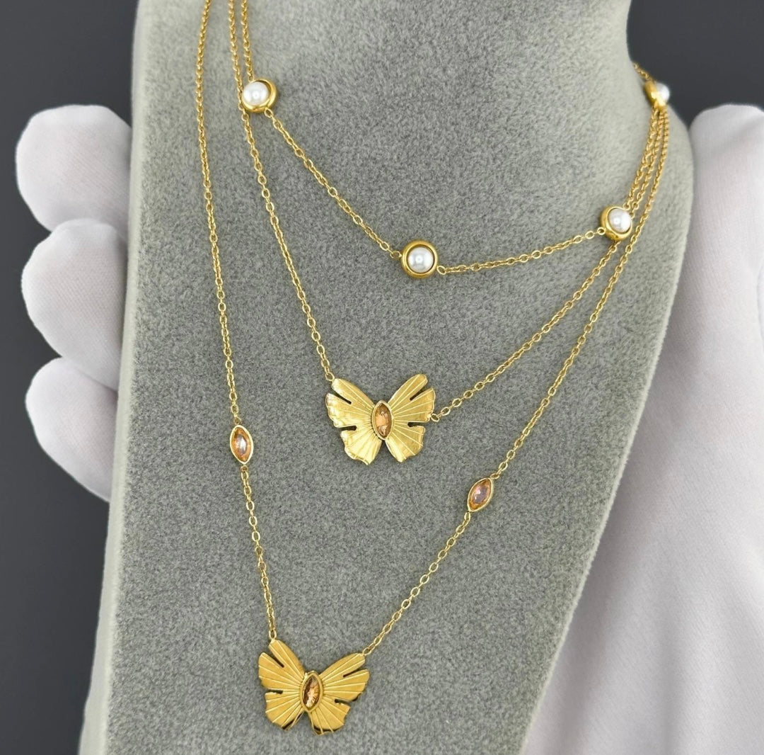 18K gold plated necklace stylish & elegant with cubic zirconia ball design. 41+5cm. Code 90251