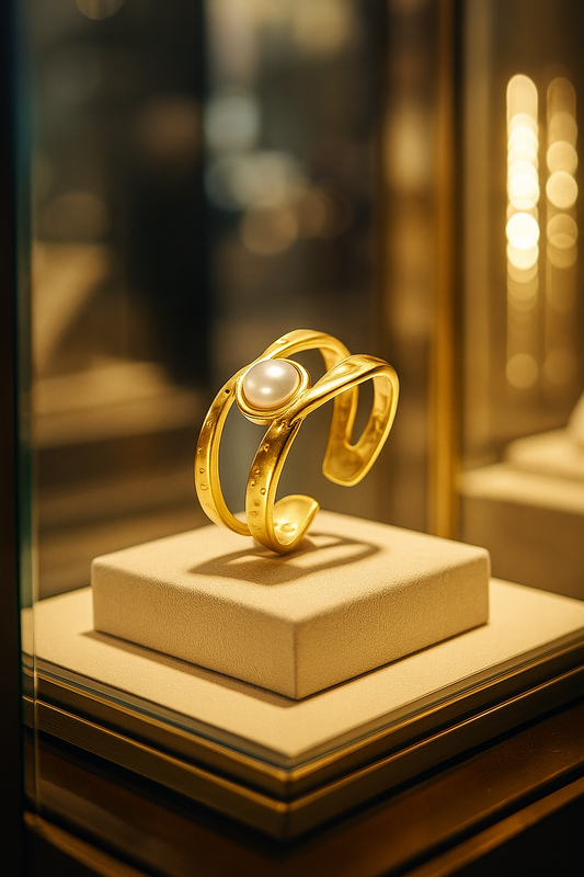 Elegant & stylish ring with imitation Pearl. Adjustable fit. Code 90082