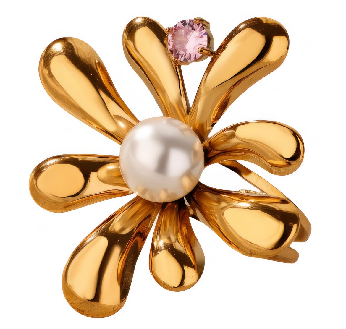 Stunning flower ring with pearl & cubic zirconia details Adjustable fit. Code 90123