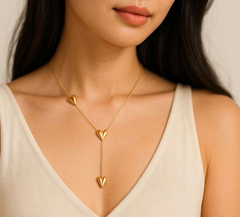 Beautiful multi heart necklace stylish & elegant 42+5 cm. Code 90331