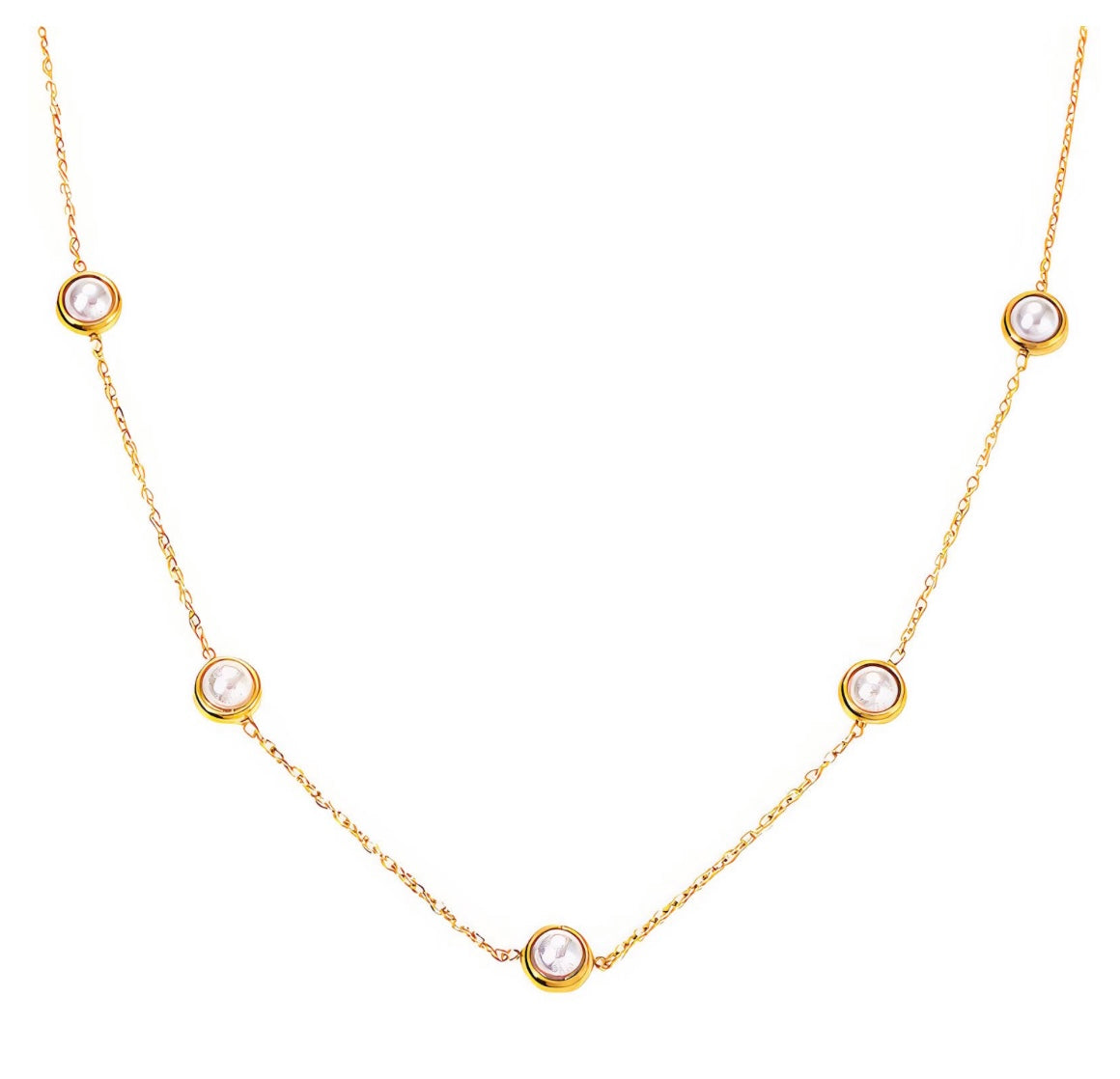18K gold plated necklace stylish & elegant with cubic zirconia ball design. 41+5cm. Code 90251
