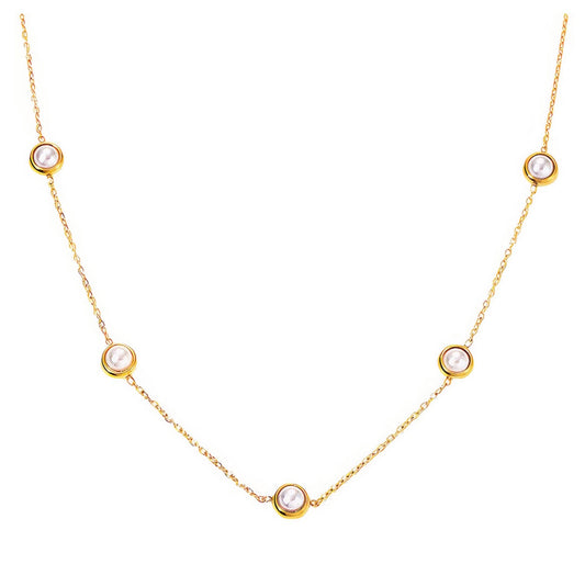 18K gold plated necklace stylish & elegant with cubic zirconia ball design. 41+5cm. Code 90251