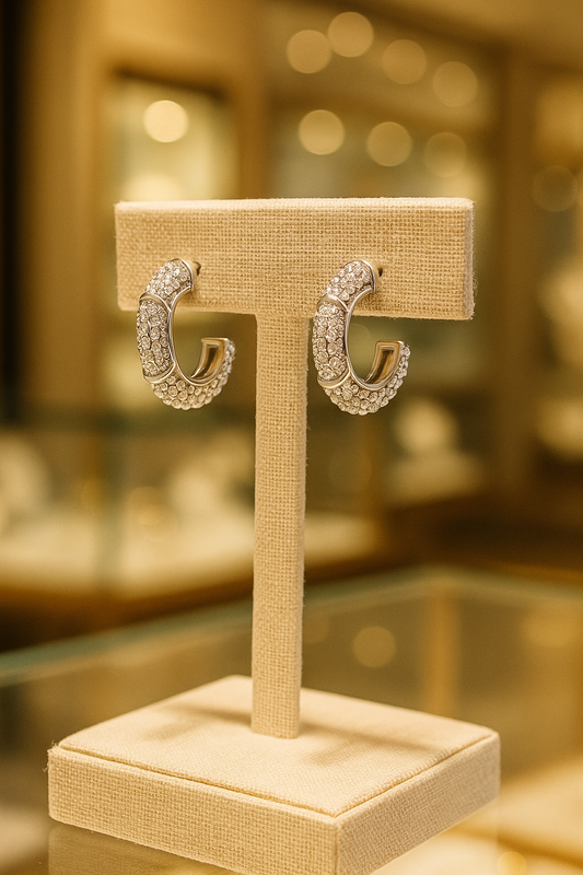 Beautiful & stylish earrings with cubic zirconia 1.6 x 0.3. Code 88087