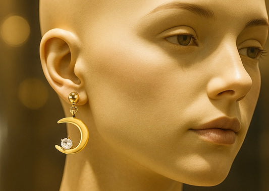 Stylish & Elegant Crescent earrings 2 x 1.3 cm. Code 89612