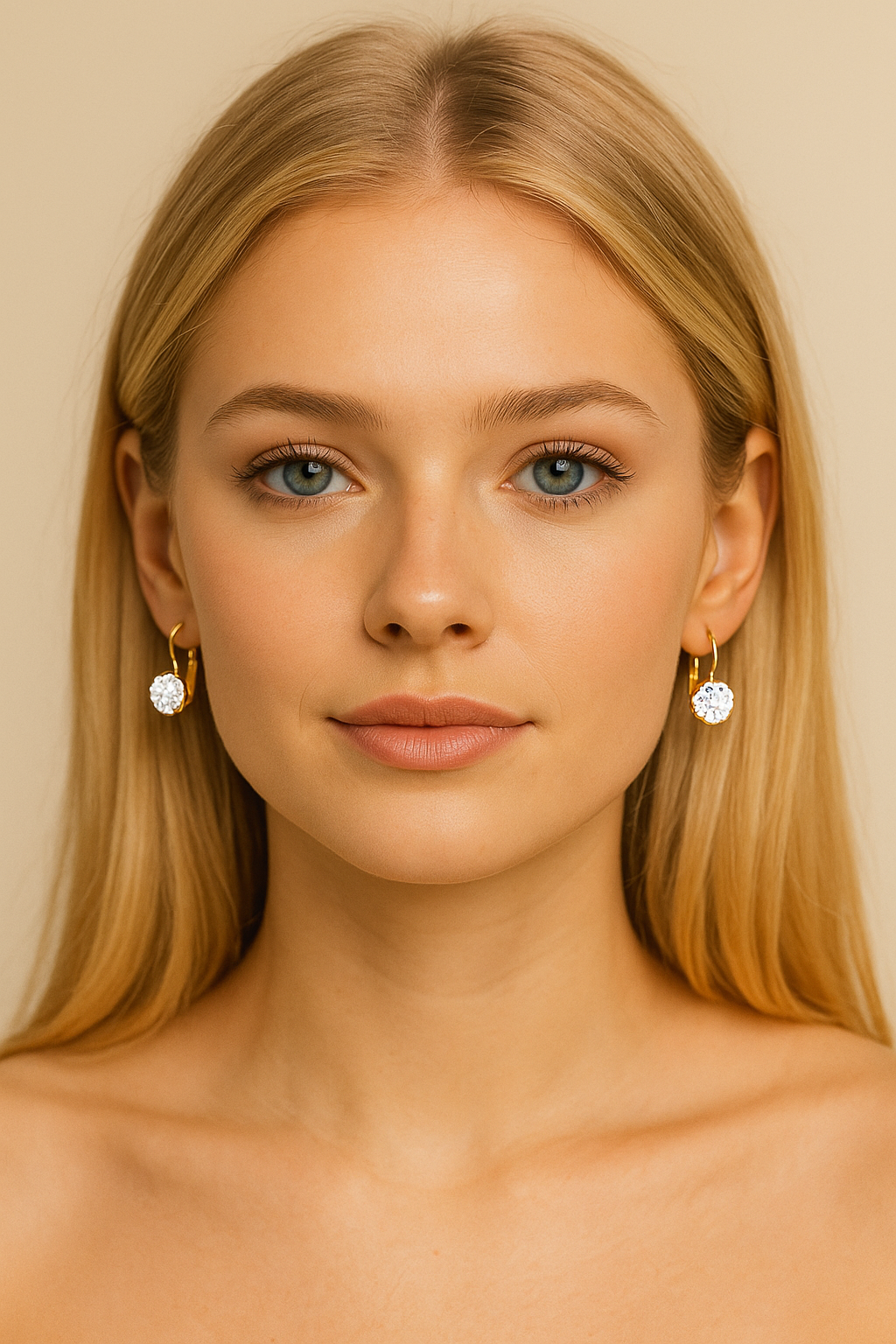 Beautifully styled cubic zirconia earrings stylish & elegant. 2 x 1.1 cm. Code 87402