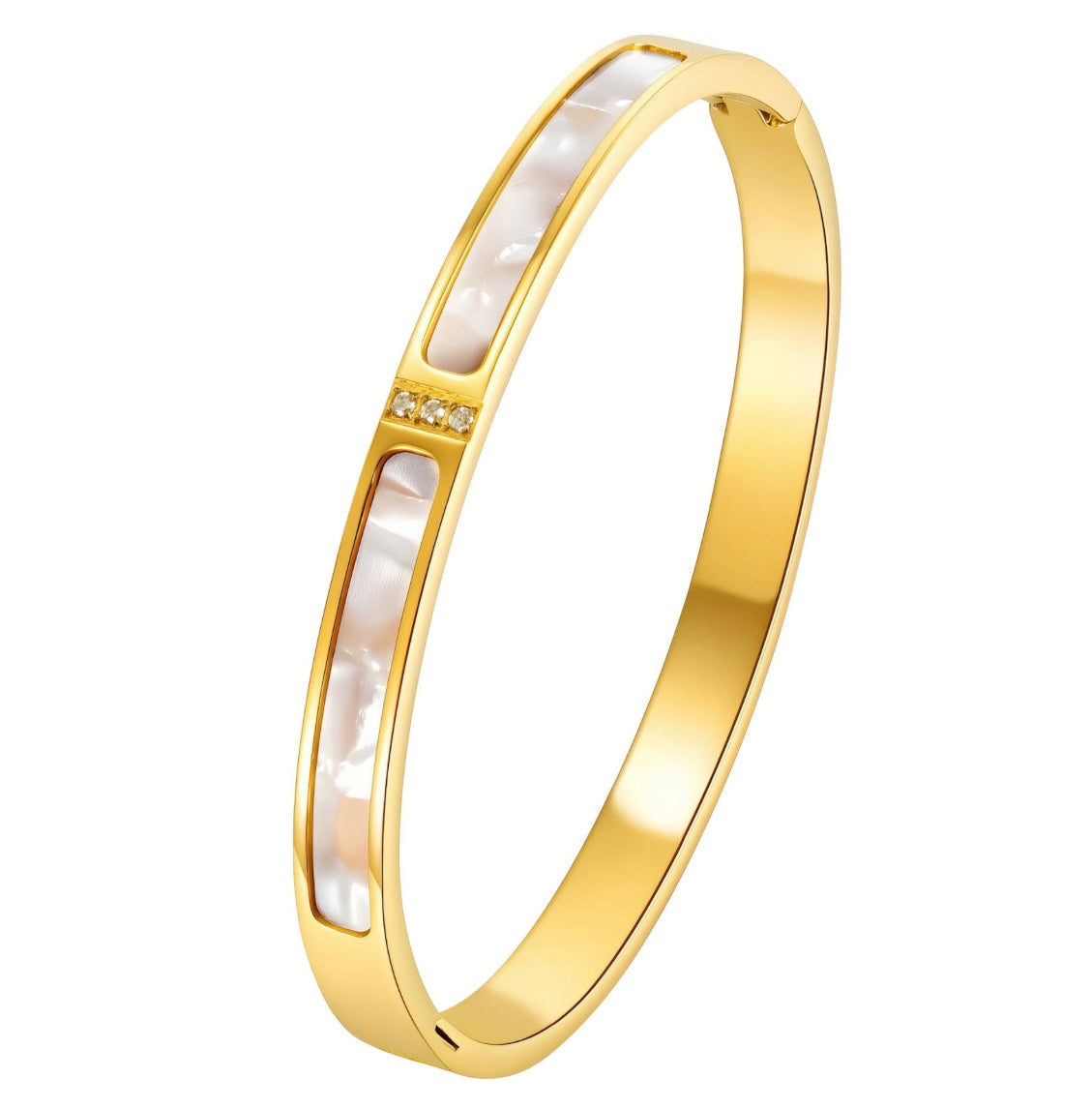 Bracelet made from 18K gold plate. Imitation onyx and cubic zirconia. 6.3cm. Code 87758