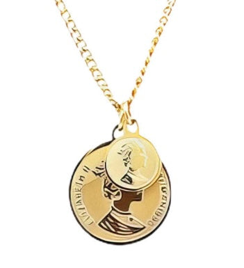 Gold plated coin chain necklace. Code 90282